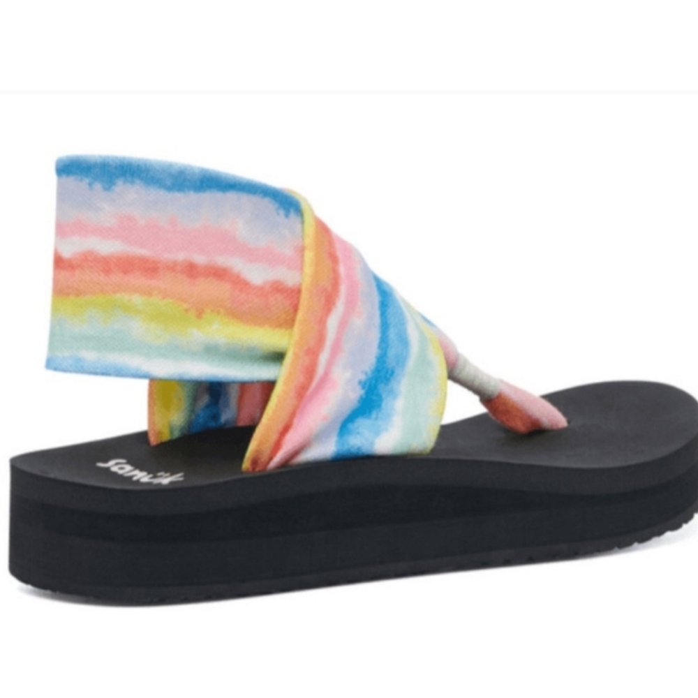 Sanuk Sling Platform Sandal Rainbow Size 9 NEW Tie Dye - Picture 12 of 12